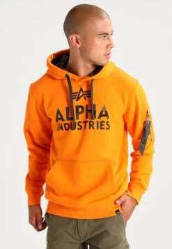 Alpha Industries FOAM PRINT - Bluza Z Kapturem - Alpha Orange